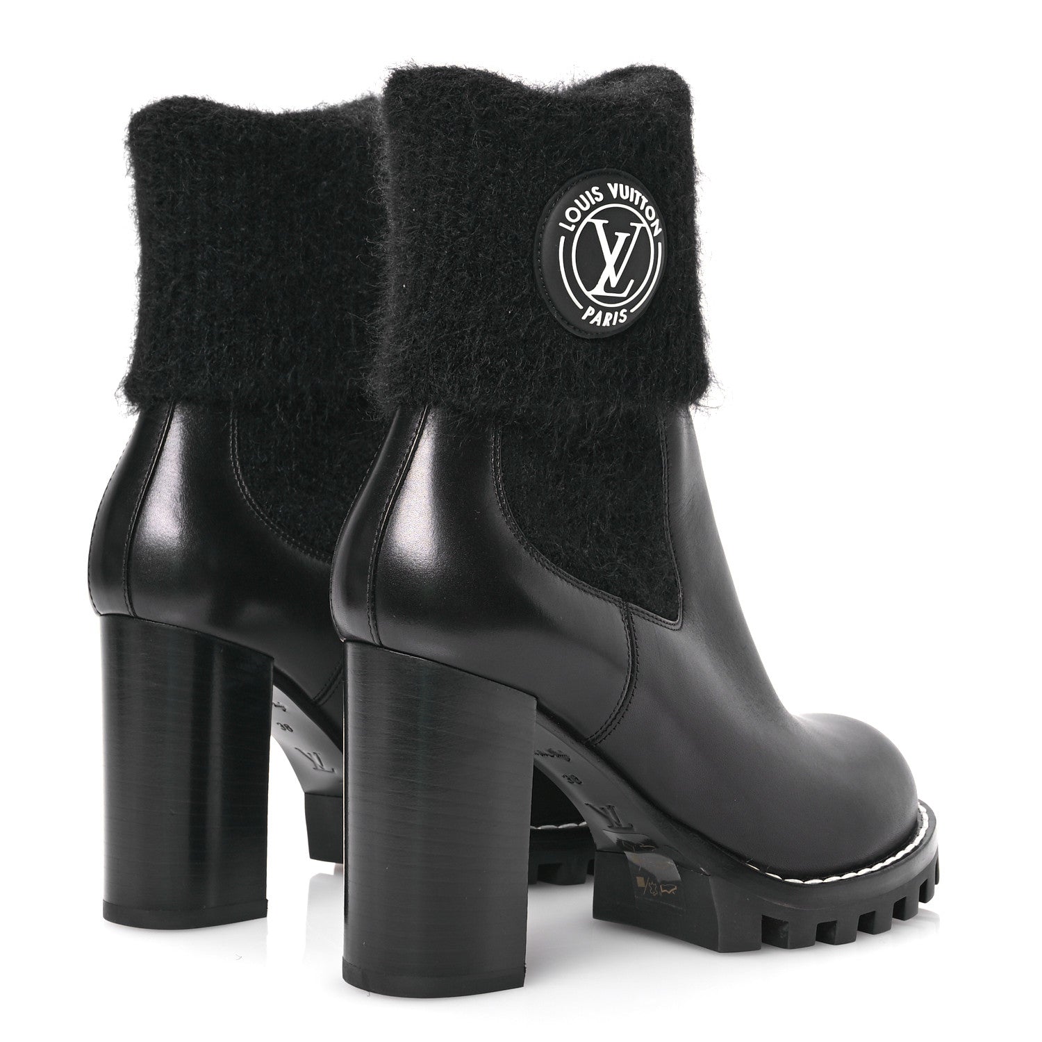 Louis Vuitton Calfskin Beaubourg Cuff Ankle Boots 38 Black 4 of 8