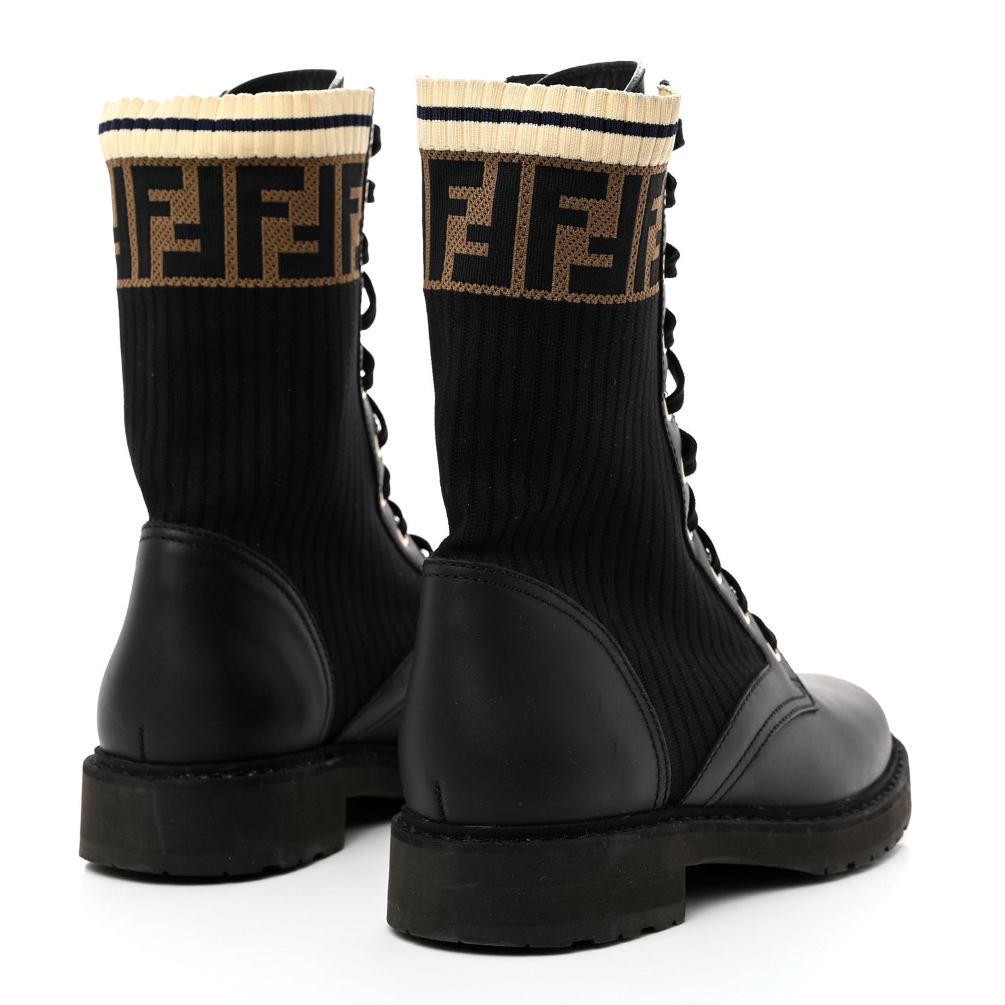 Calfskin Stretch Fabric Rockoko Biker Boots 39 Tobacco Black Marino