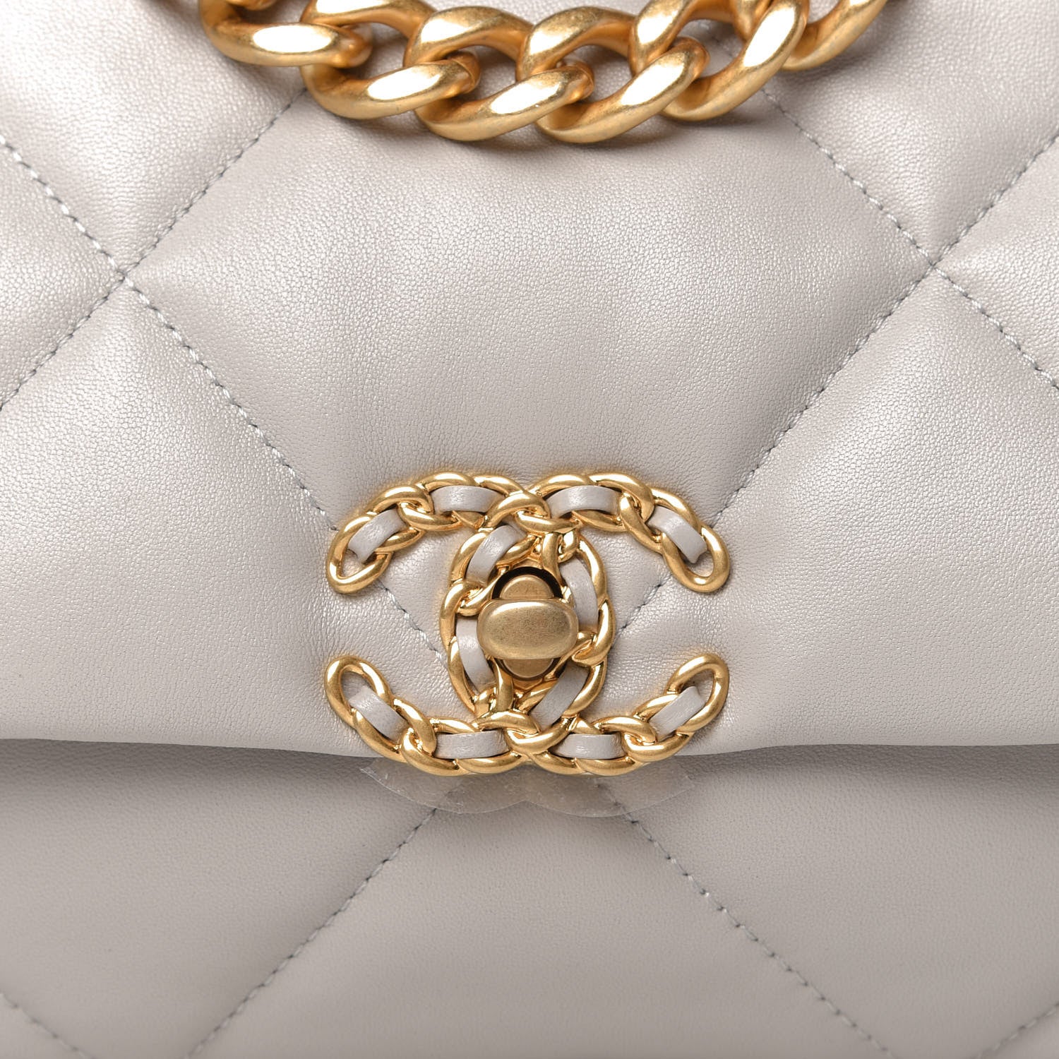 Chanel Lambskin Quilted Medium Chanel 19 Flap Grey 10 of 11
