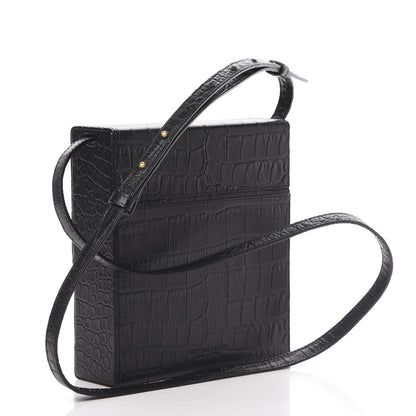 Bottega Veneta Calfskin Crocodile Embossed Daisey Box Clutch Black 3 of 11