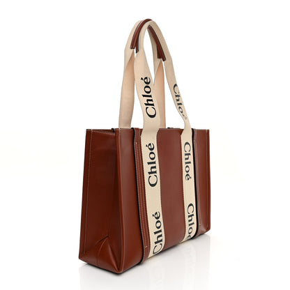 Chloe Calfskin Medium Woody Ribbon Tote Sepia Brown 2 of 12