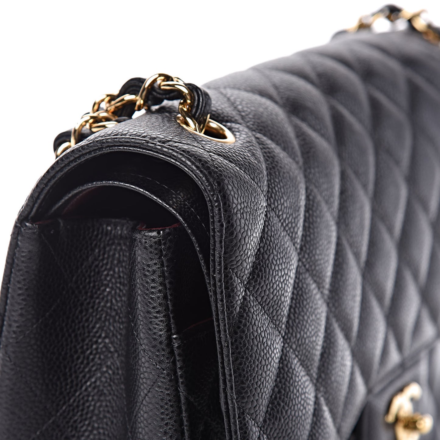 Caviar Quilted Jumbo Double Flap Black