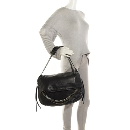 Jimmy Choo Lambskin Biker Large Hobo Black 2 of 6