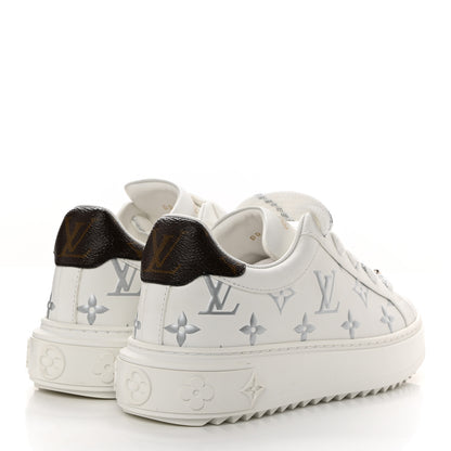 Louis Vuitton Calfskin Monogram Debossed Time Out Sneakers 35 White Silver 4 of 9