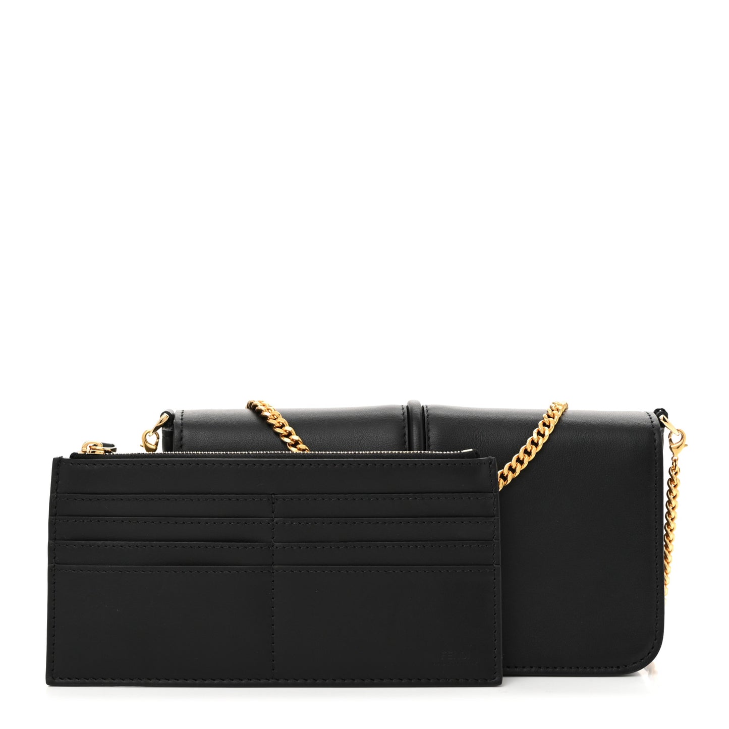 Vitello Grace Matte Fendigraphy Wallet On Chain Black