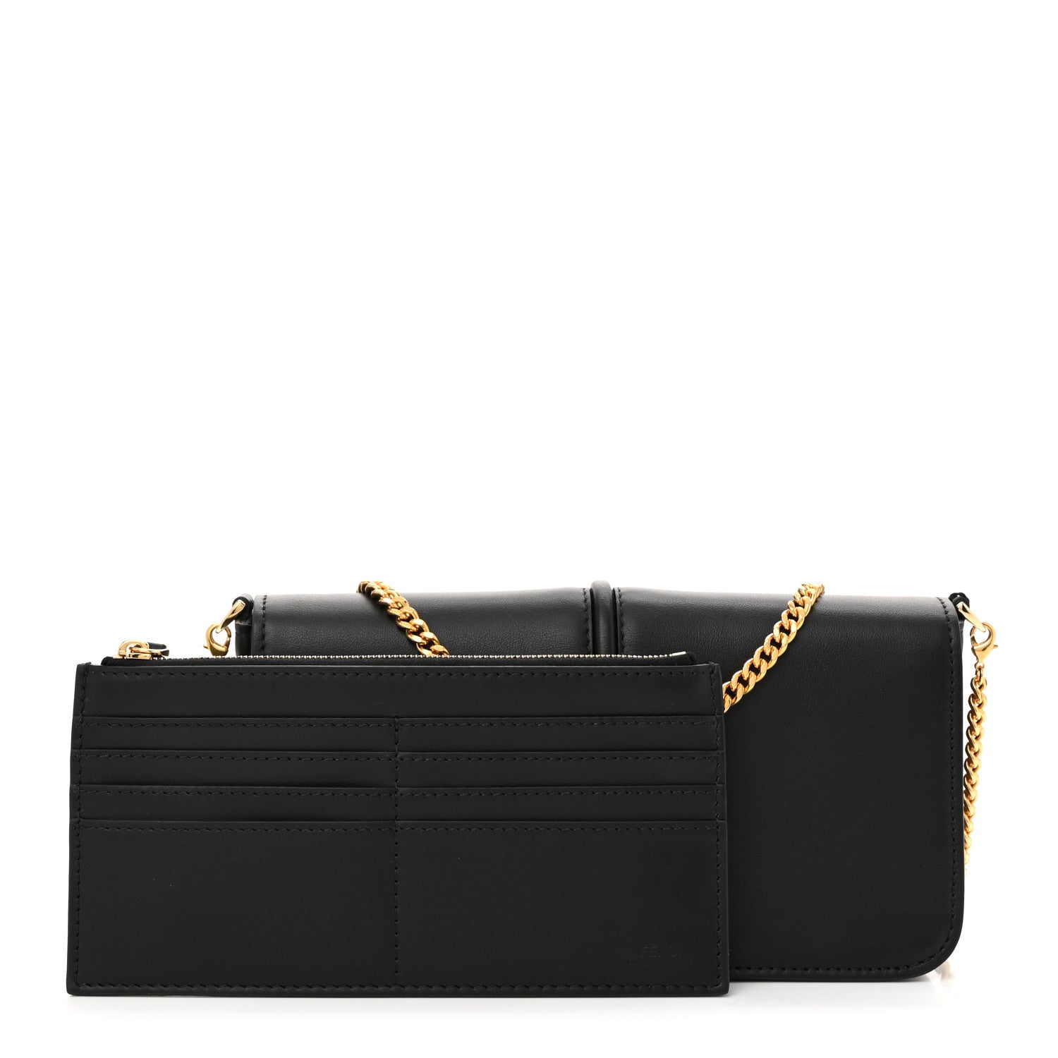 Fendi Vitello Grace Matte Fendigraphy Wallet On Chain Black 3 of 11