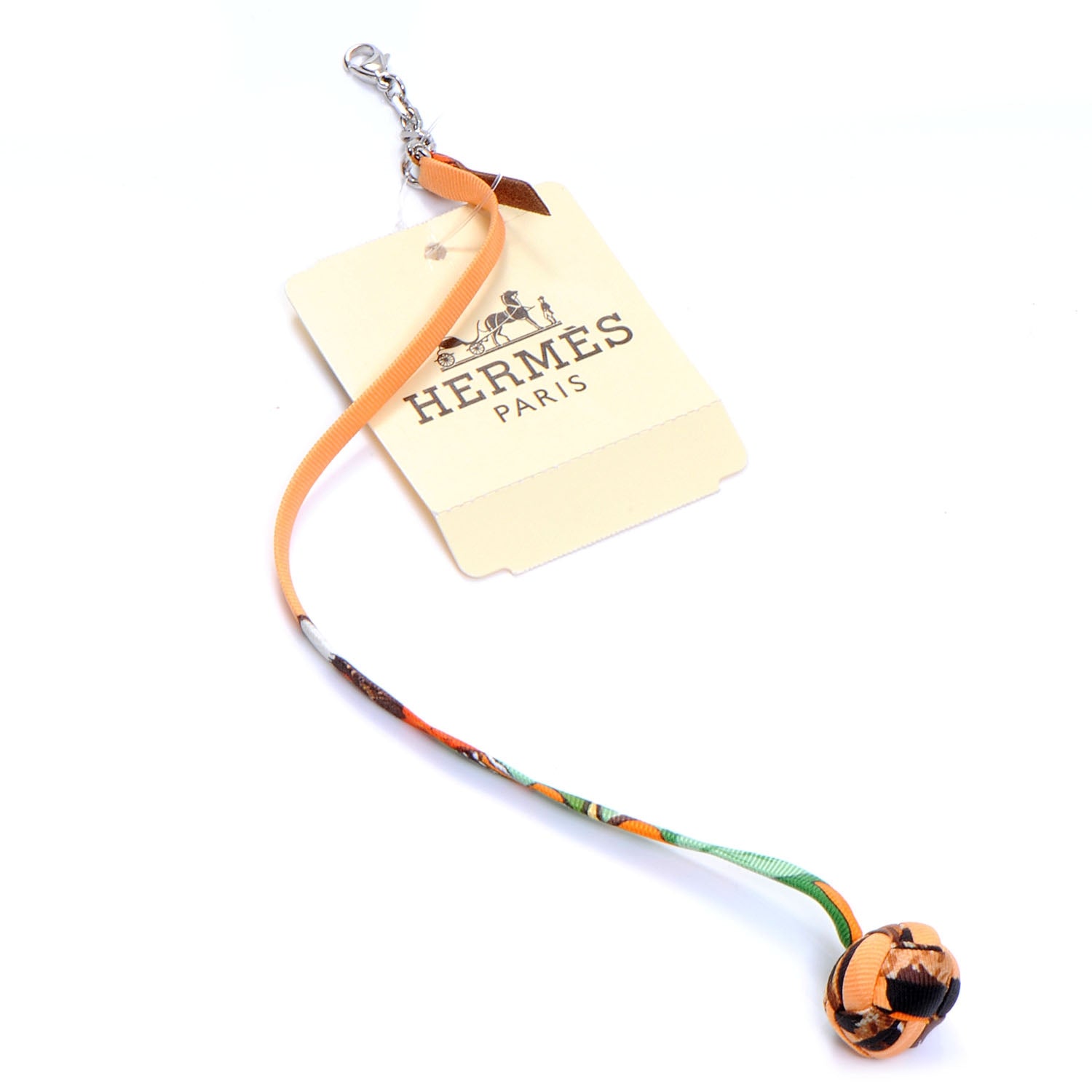 Hermes Silk Silky Grand Pompon Page Marker TGM Orange 1 of 4