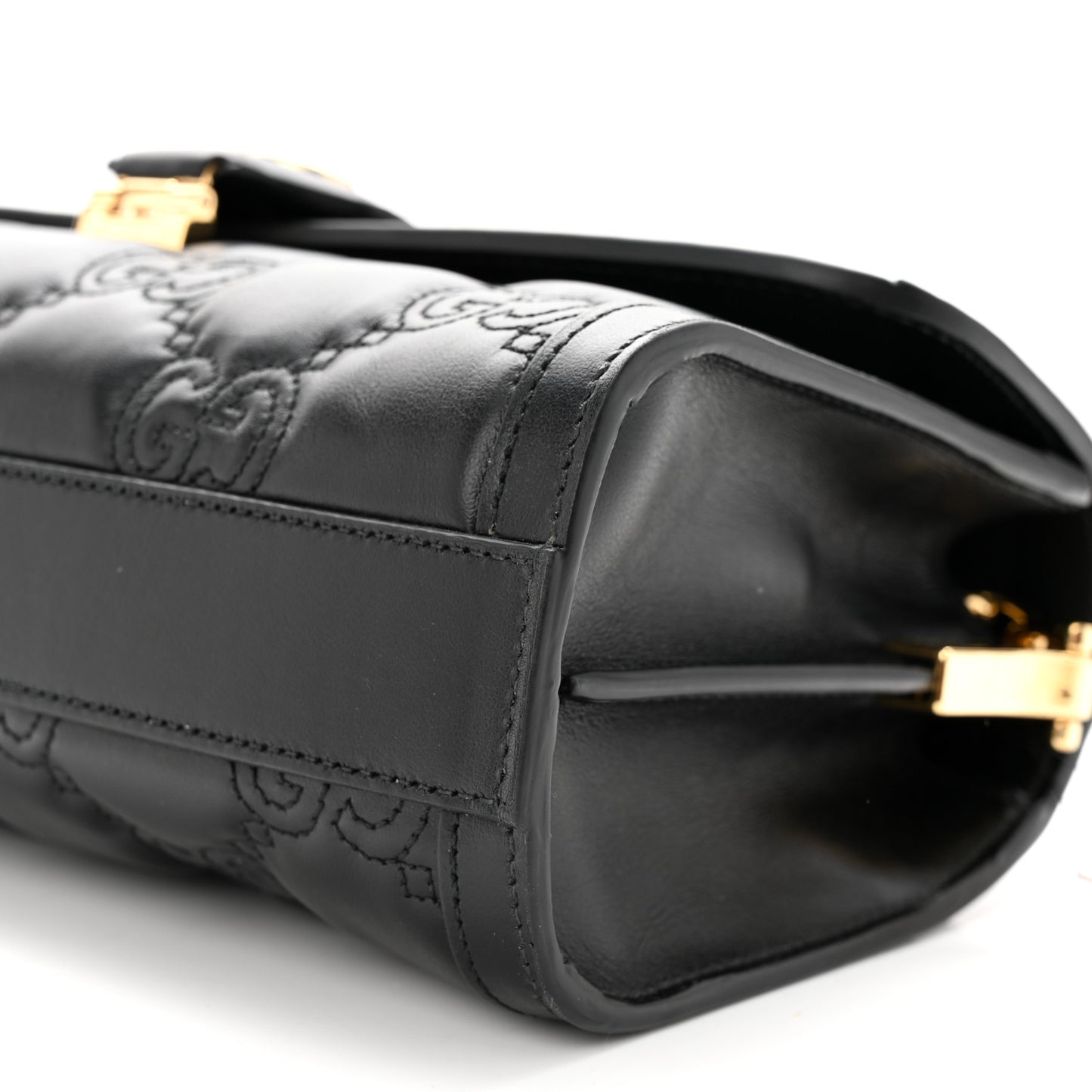 Calfskin GG Matelasse Small Flap Shoulder Bag Black Natural