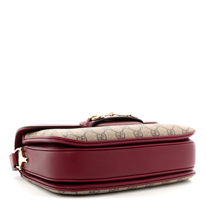 Gucci GG Supreme Monogram Horsebit 1955 Soft Small Shoulder Bag Beige Ebony Rosso Ancora 4 of 11