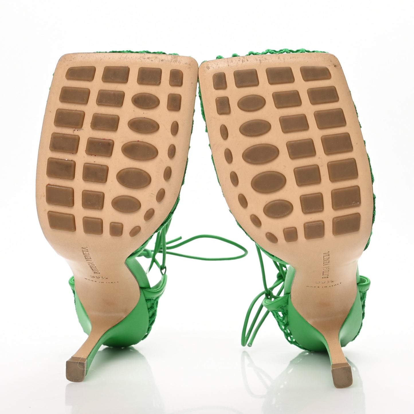 Mesh Nappa Stretch Ankle Tie 90mm Sandals 39.5 Grass
