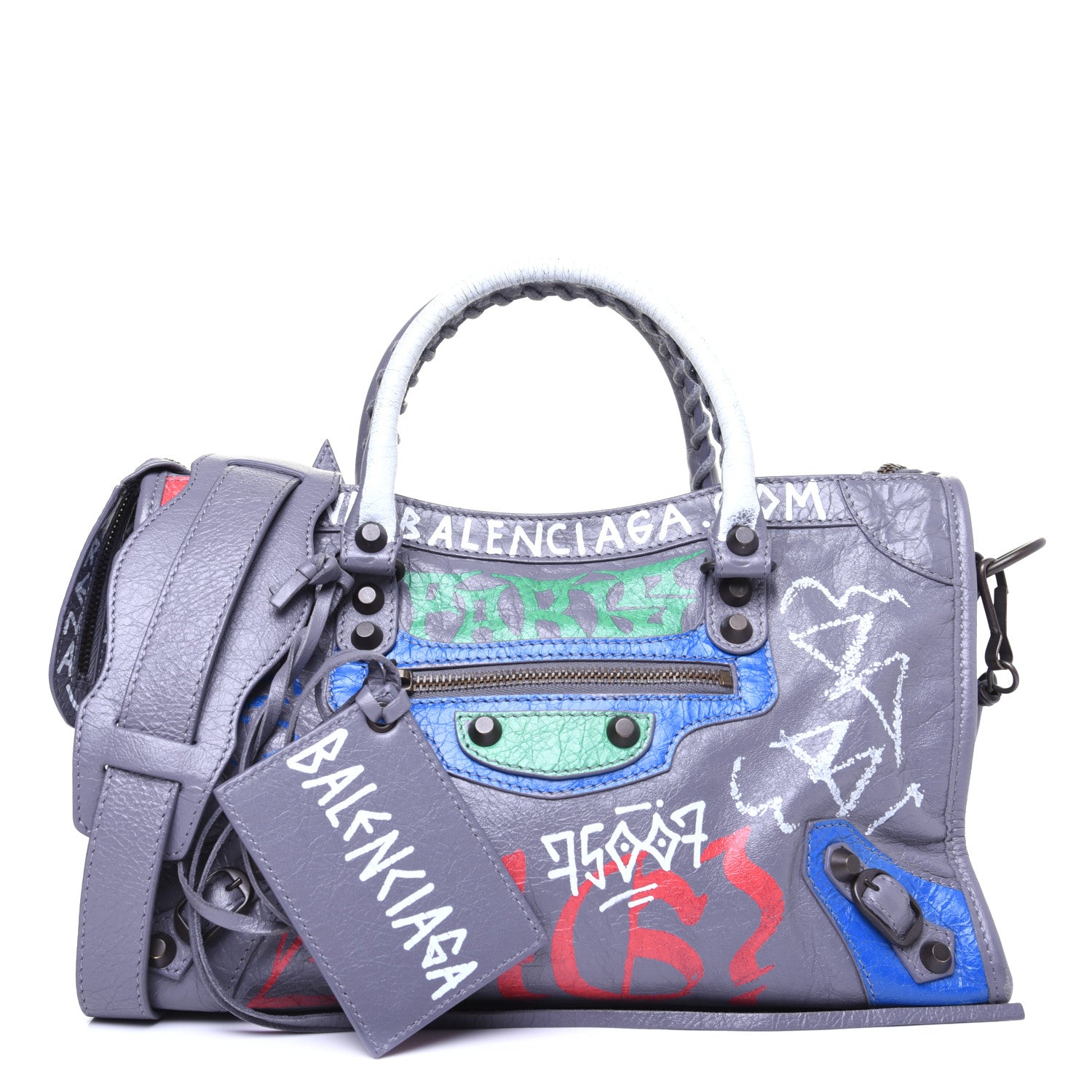Balenciaga Agneau Graffiti All Over Classic Hardware S City Grey 1 of 15