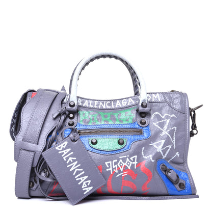 Balenciaga Agneau Graffiti All Over Classic Hardware S City Grey 1 of 15
