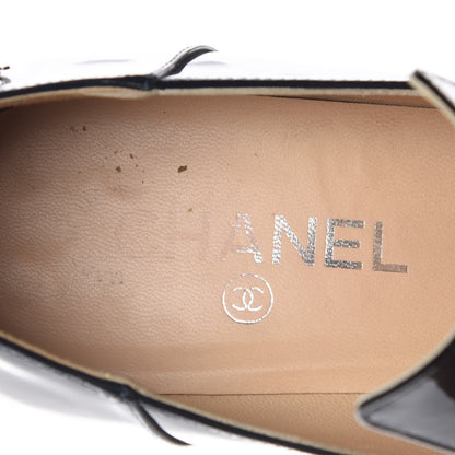 Chanel Patent Chain Loafers Pumps 38.5 Navy 8 of 14