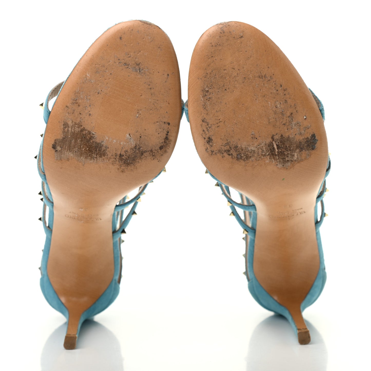 Suede Lovestud Caged 90mm Sandals 39 Cerulean