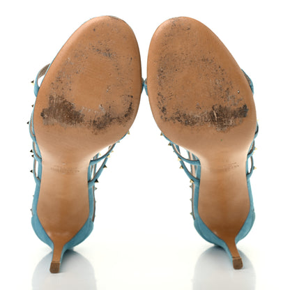 Valentino Garavani Suede Lovestud Caged 90mm Sandals 39 Cerulean 5 of 7