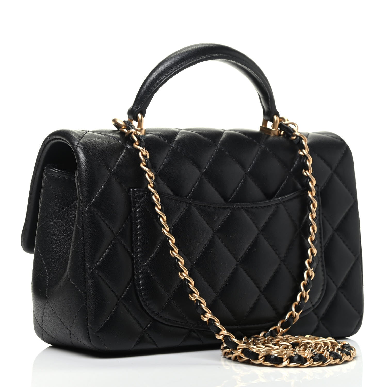 Chanel Lambskin Quilted Mini Top Handle Rectangular Flap Black 2 of 3