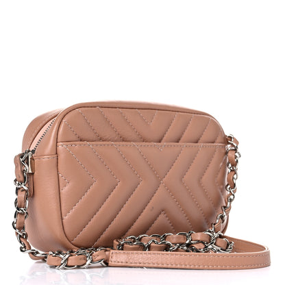 Chanel Lambskin Diagonal Chevron Quilted Tassel Camera Case Case Beige 3 of 15