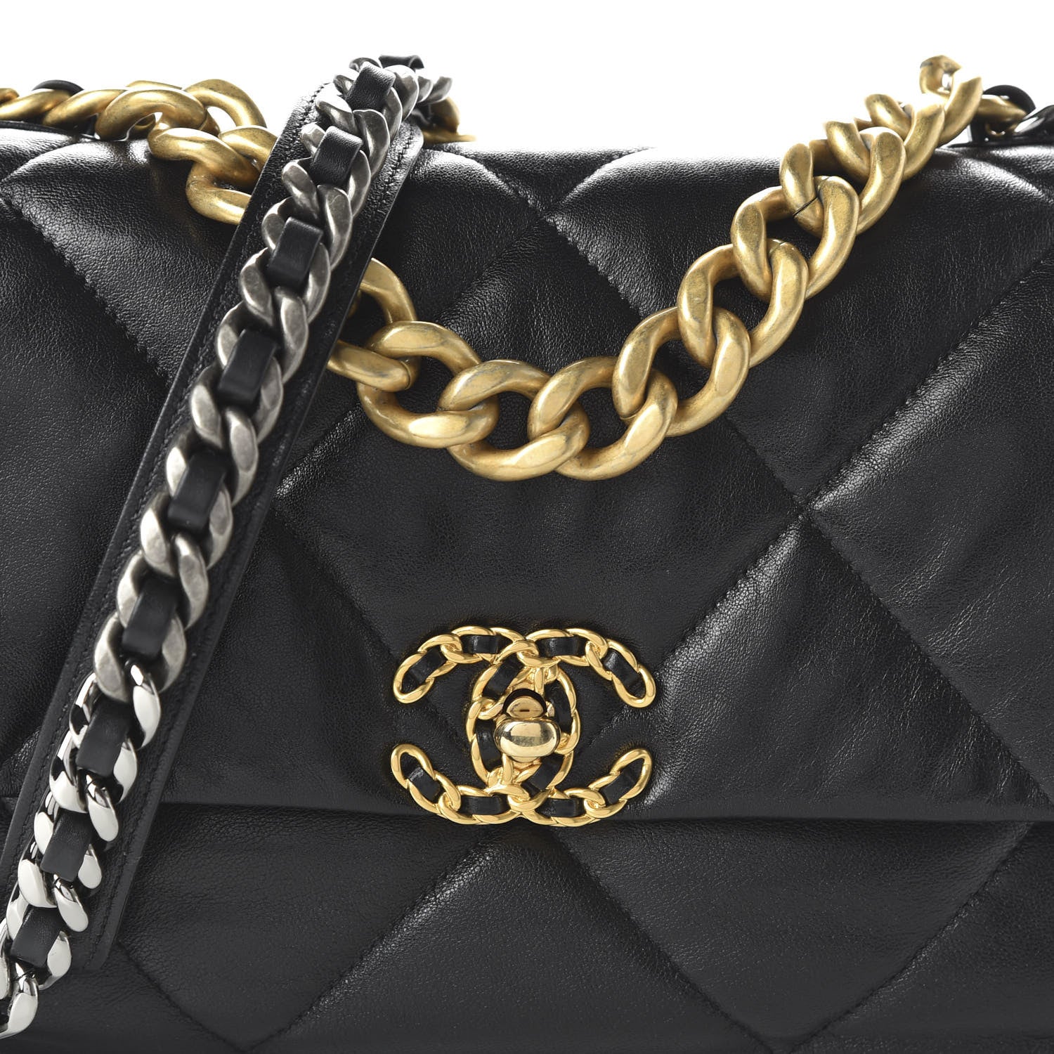 Chanel Lambskin Quilted Large 19 Flap Black 10 of 11