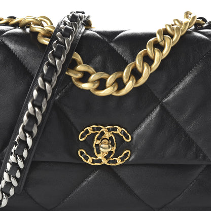 Chanel Lambskin Quilted Large 19 Flap Black 10 of 11