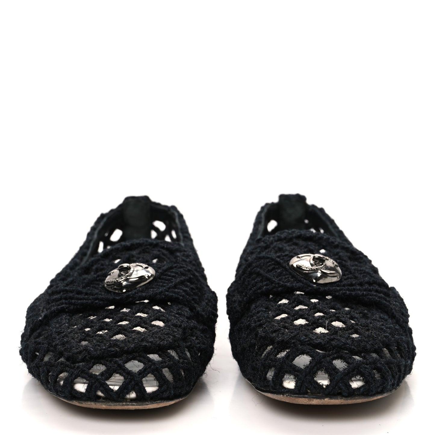 Cord Braided CC Mocassin Loafers 37.5 Black