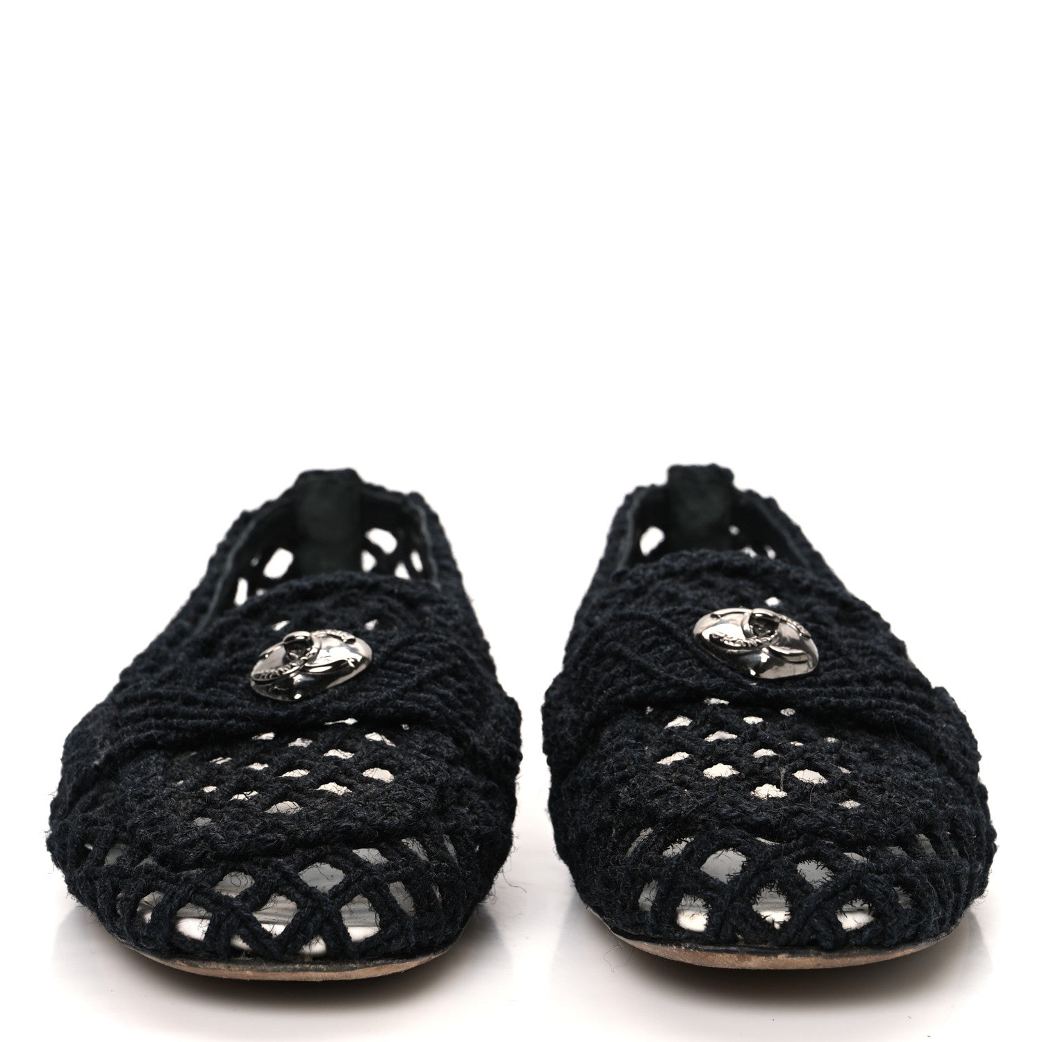 Chanel Cord Braided CC Mocassin Loafers 37.5 Black 3 of 10
