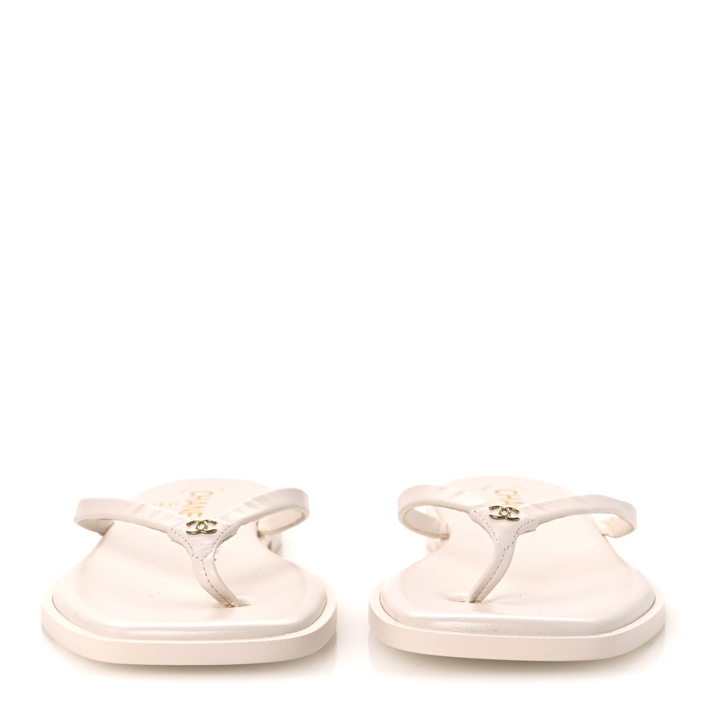 Goatskin CC Times Square Thong Sandals 38 Beige
