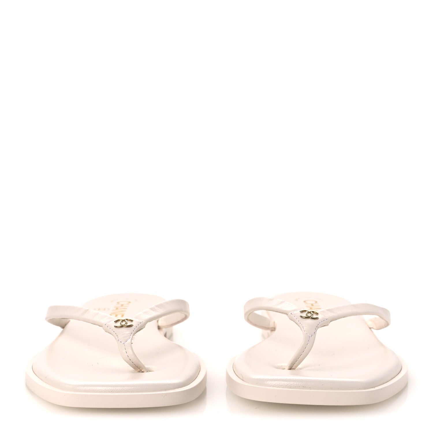 Chanel Goatskin CC Times Square Thong Sandals 38 Beige 3 of 12