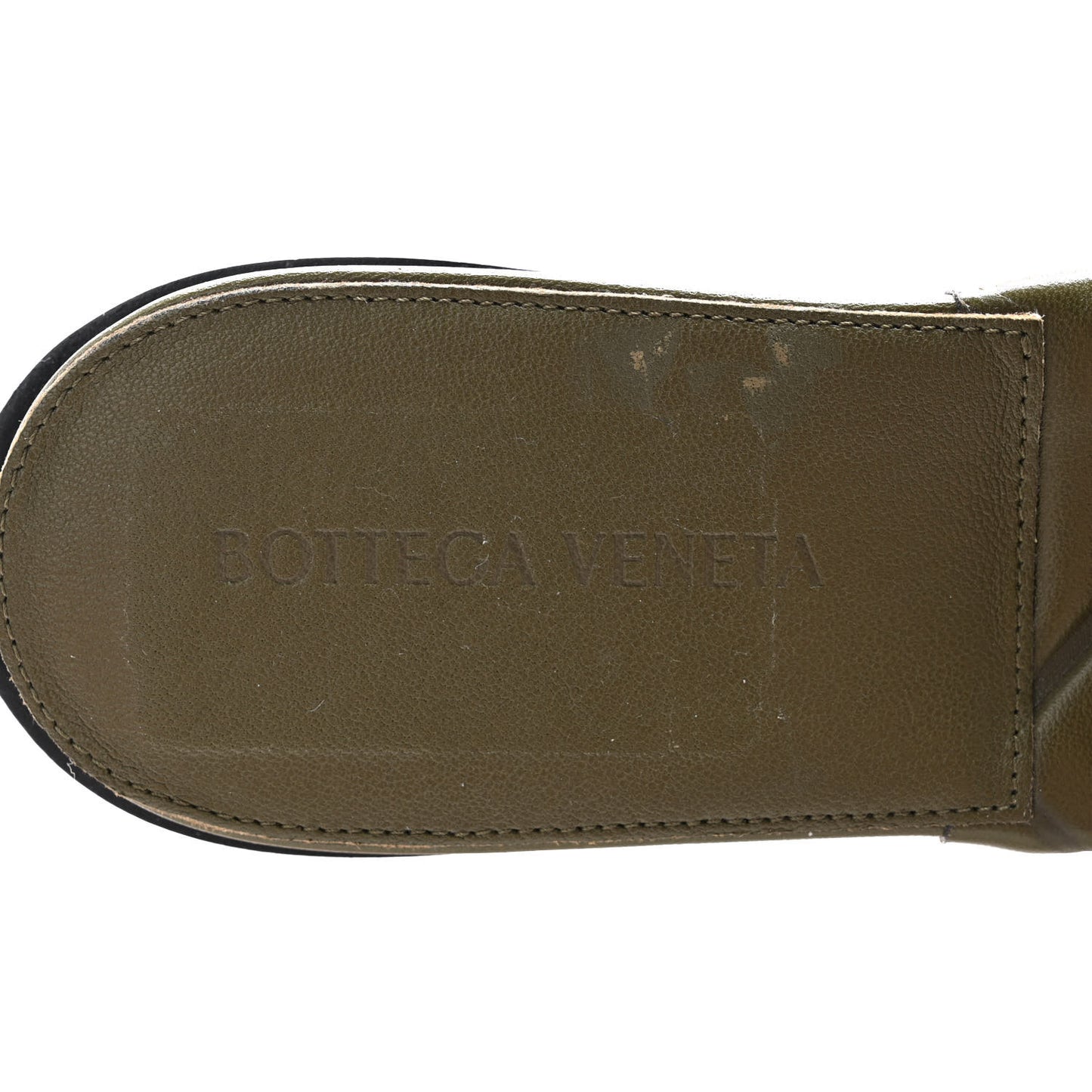 Nappa Quilted Rubber Lido Flat Sandals 37.5 Khaki