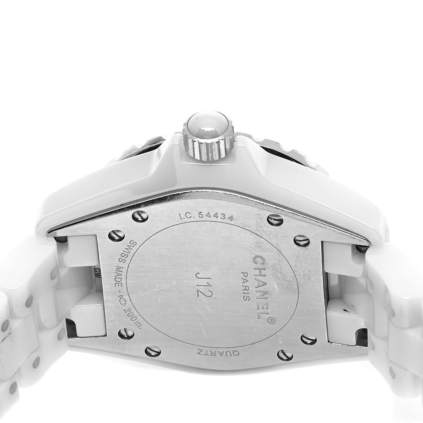 Stainless Steel Ceramic Diamond 33mm J12 Quartz Watch White