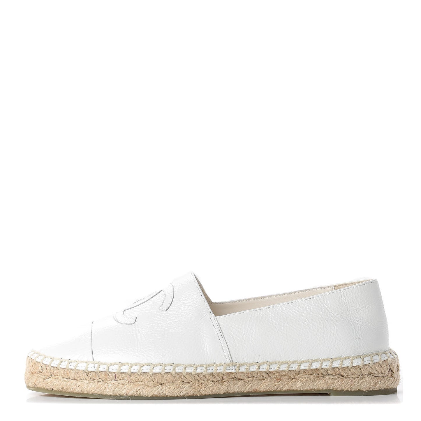 Distressed Patent CC Espadrilles 39 White