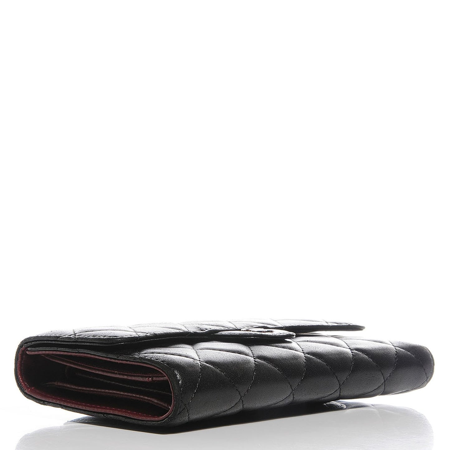 Lambskin Quilted Large Flap Wallet Black