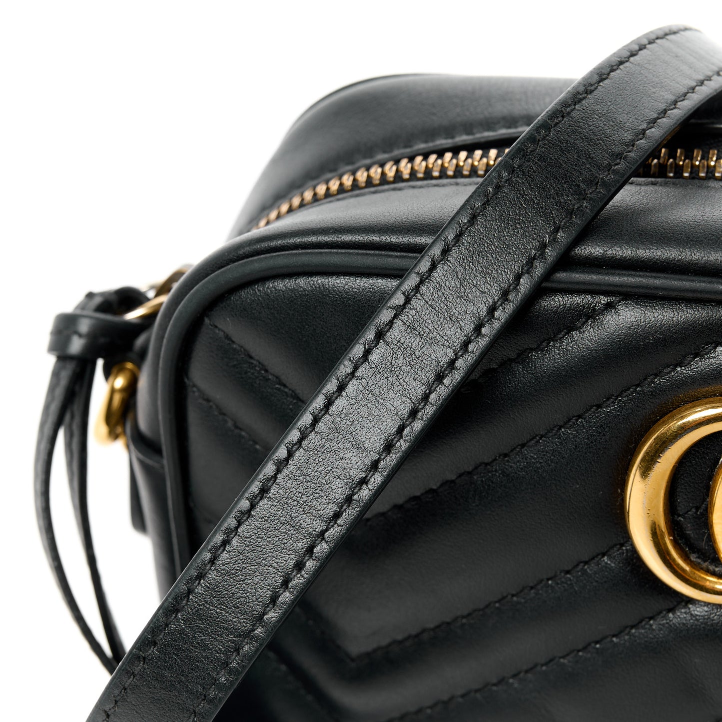 Calfskin Matelasse Mini GG Marmont Chain Shoulder Bag Black