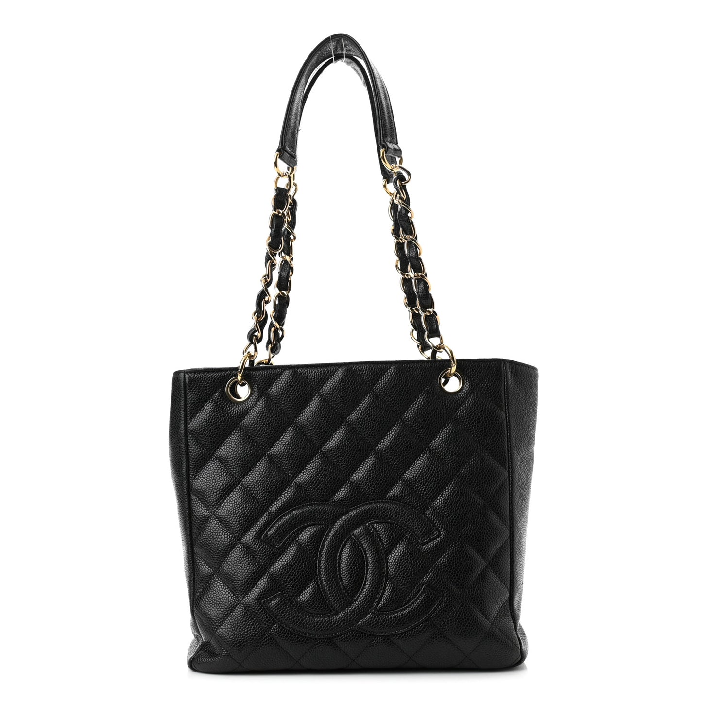 Caviar Quilted Petit Shopping Tote PST Black