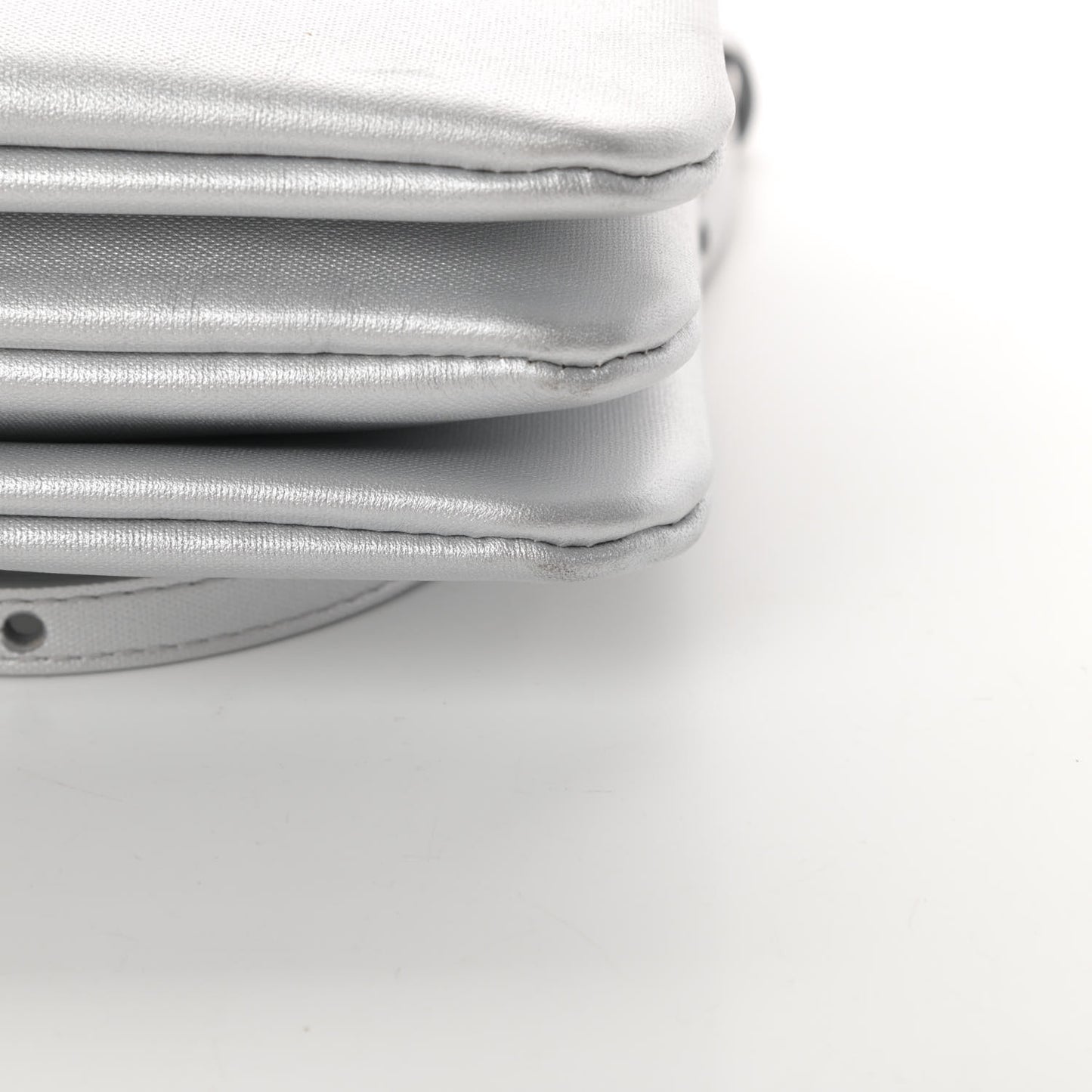 Metallic Lambskin Small Trio Crossbody Bag Silver