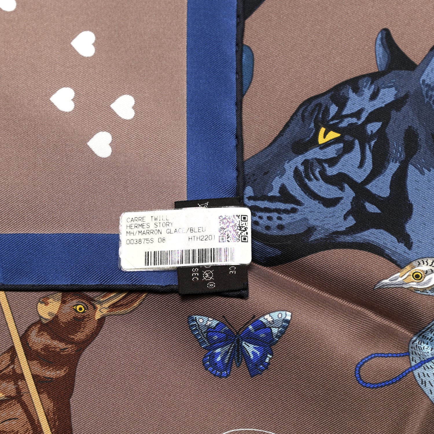 Hermes Silk Story Scarf 90 Marron Glace Bleu Nuit 6 of 6
