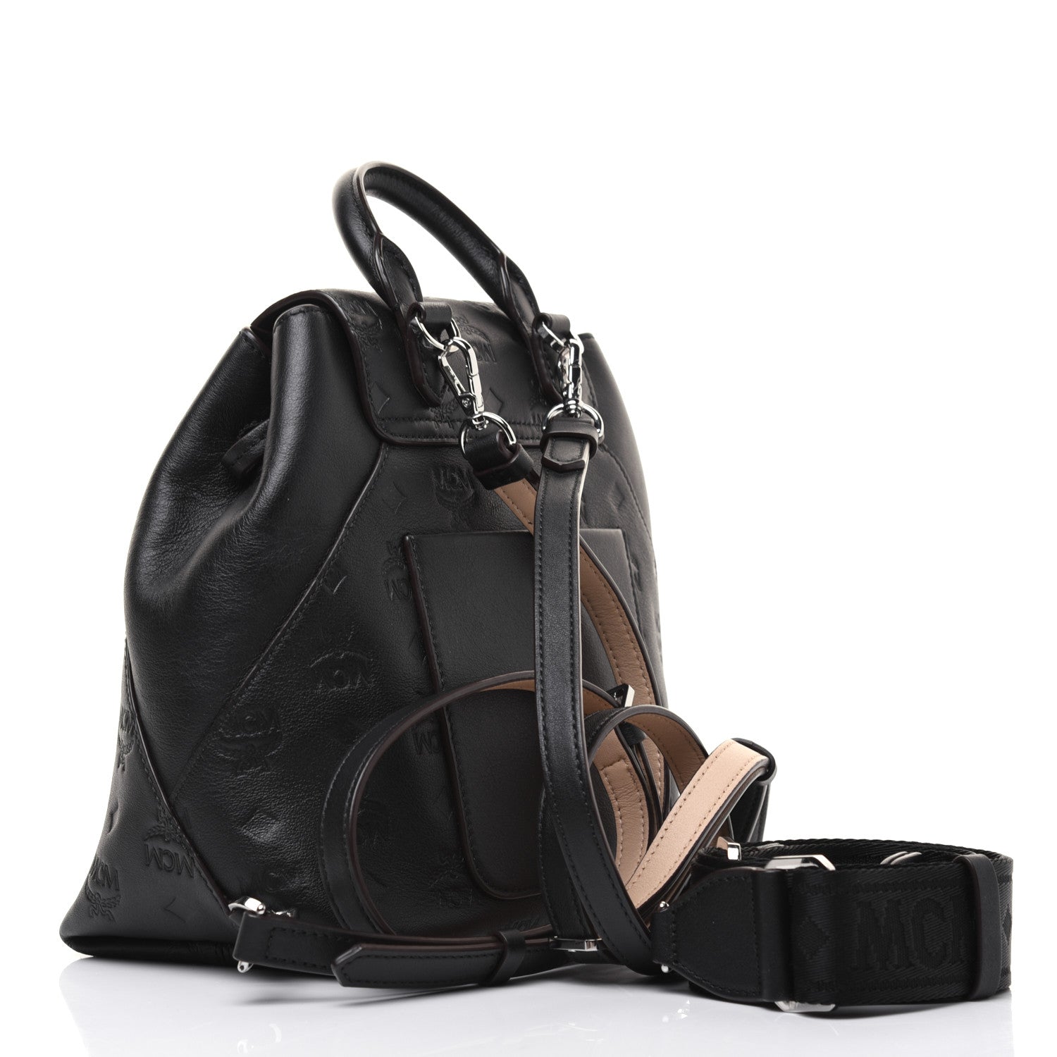 MCM Calfskin Ottomar Monogram Essential Backpack Black 3 of 21