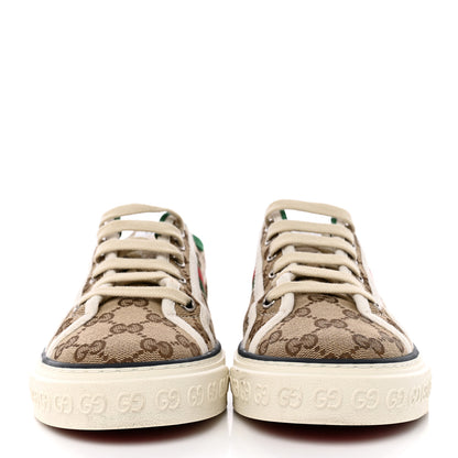 Gucci GG Monogram Web Womens 1977 Tennis Sneakers 38.5 Beige Ebony Mystic White 2 of 13