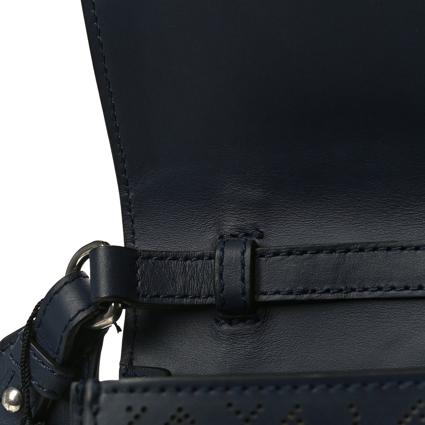 Calfskin Perforated Small Macken Crossbody Bag Regency Blue