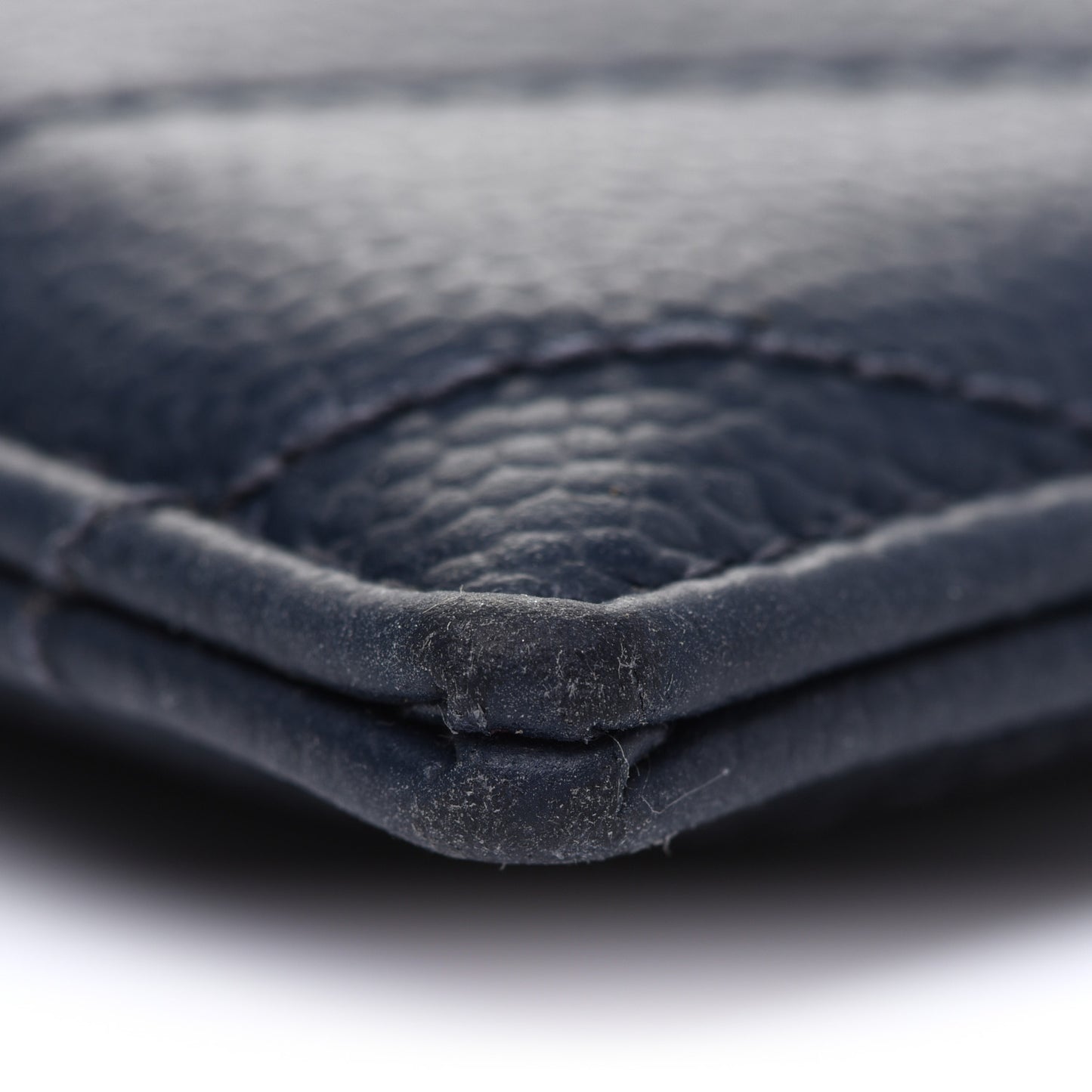 Grain De Poudre Matelasse Chevron Monogram Credit Card Case Navy