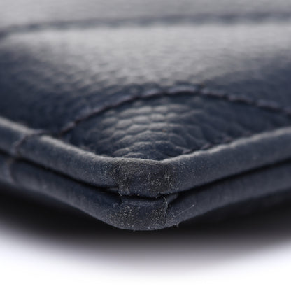 Saint Laurent Grain De Poudre Matelasse Chevron Monogram Credit Card Case Navy 8 of 12