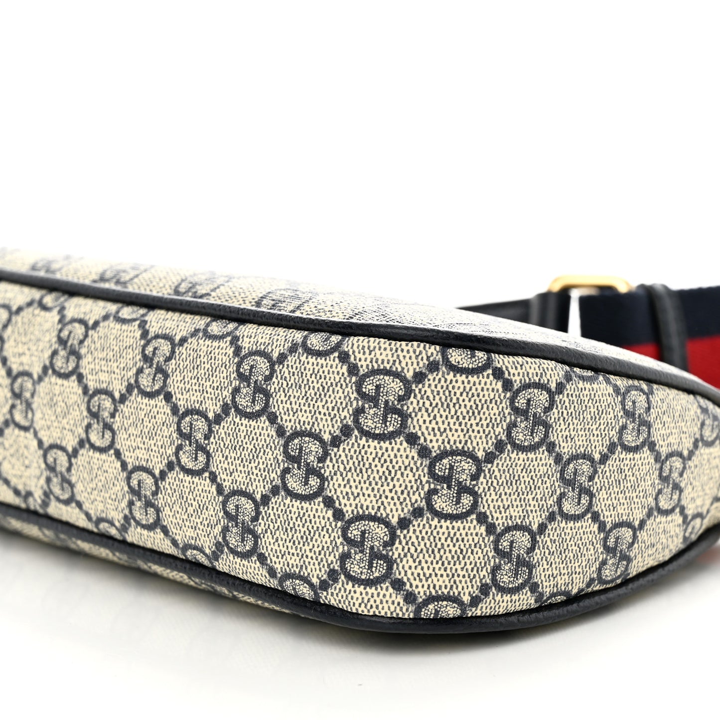GG Supreme Monogram Textured Dollar Calfskin Web Small Ophidia GG Handbag Beige Blue