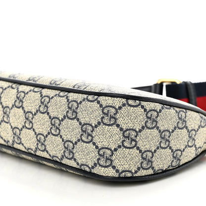 Gucci GG Supreme Monogram Textured Dollar Calfskin Web Small Ophidia GG Handbag Beige Blue 10 of 11