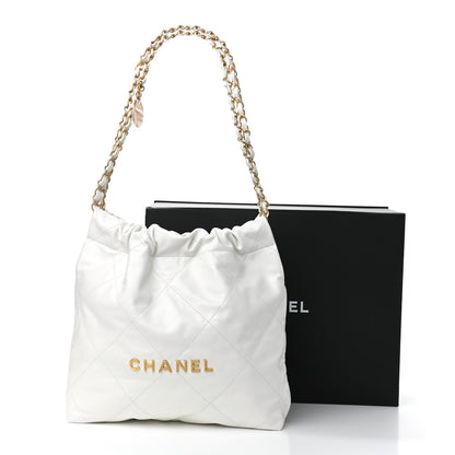 Chanel Shiny Calfskin Quilted Small Chanel 22 White 12 of 12