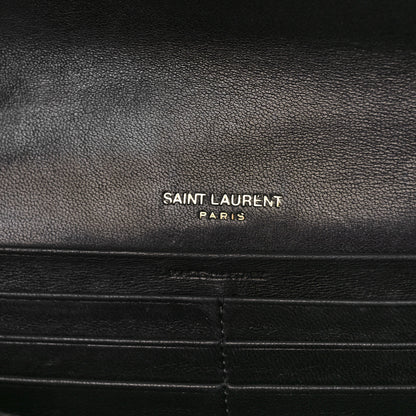 Saint Laurent Lambskin Quilted Monogram Large Gabbie Flap Wallet Black 6 of 10
