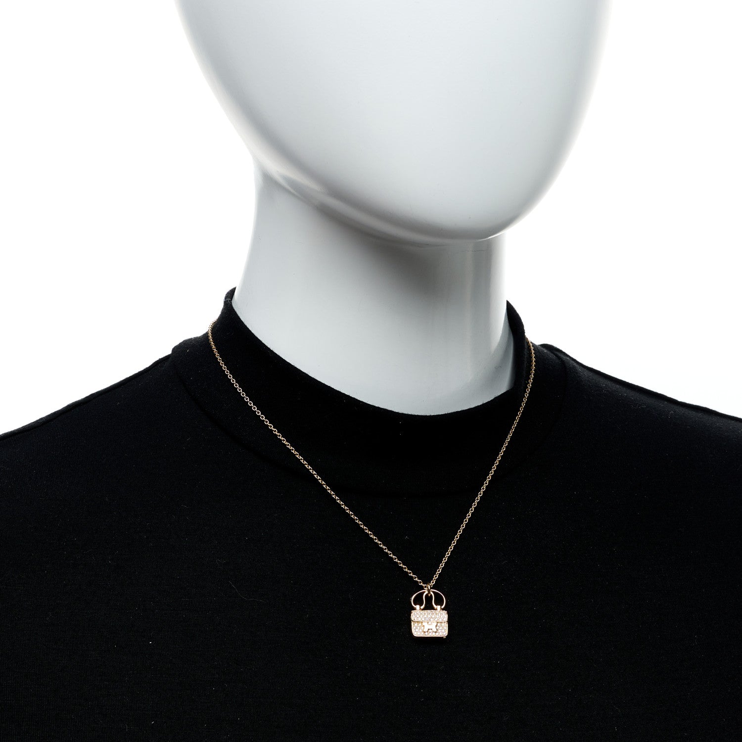 Hermes 18K Rose Gold Diamond Constance Amulette Pendant Necklace 2 of 5