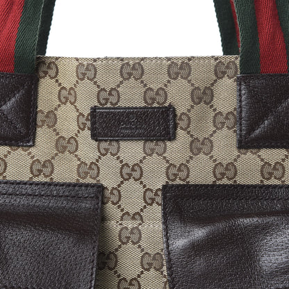 Gucci GG Monogram Medium Web Handle Double Pocket Tote Brown 10 of 10