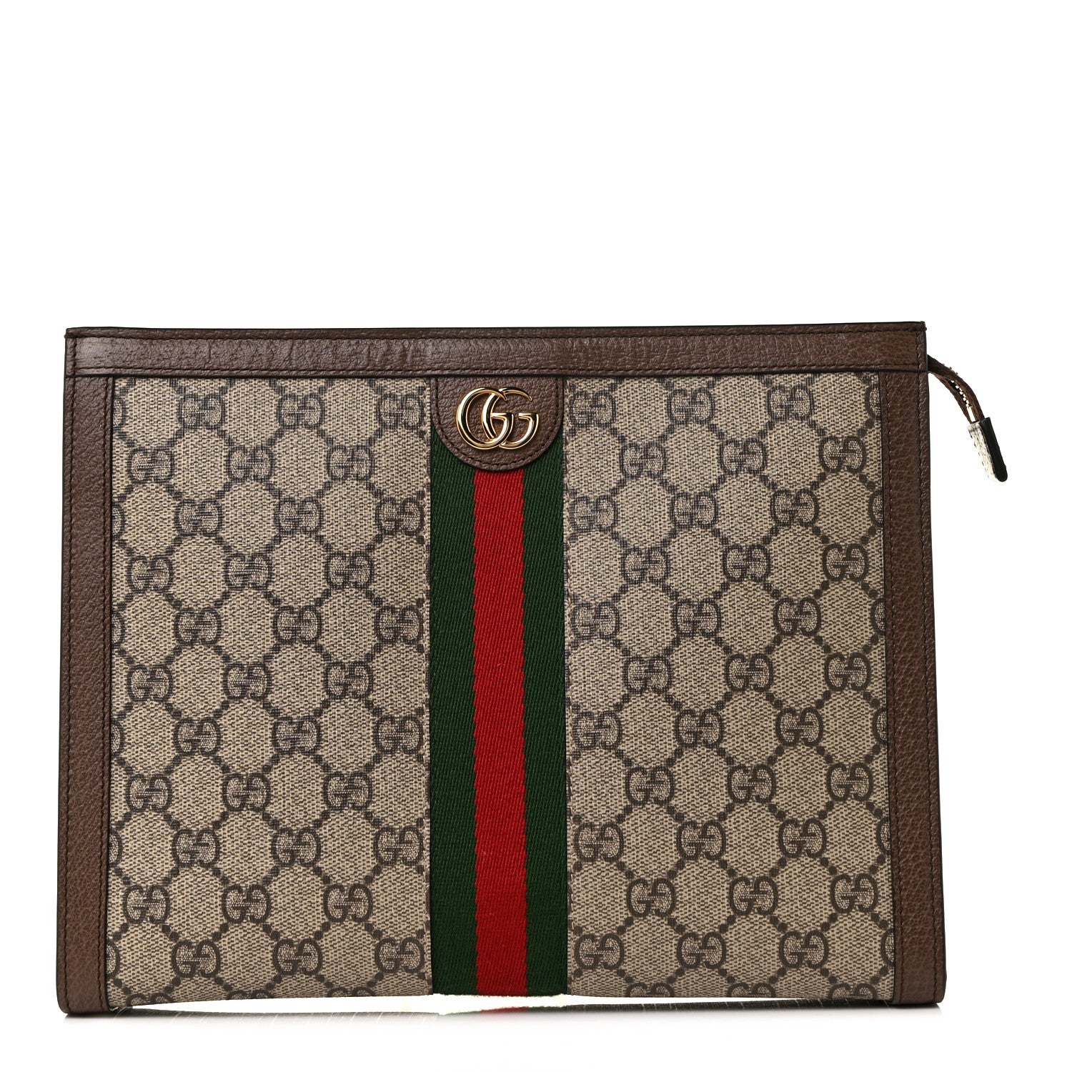Gucci GG Supreme Monogram Web Ophidia Pouch Brown 1 of 10