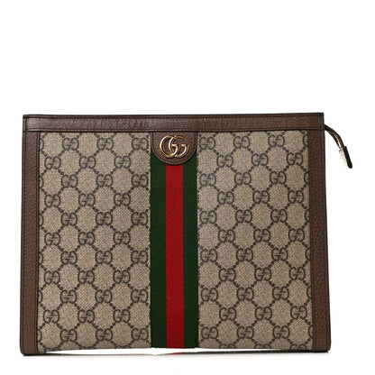 Gucci GG Supreme Monogram Web Ophidia Pouch Brown 1 of 10