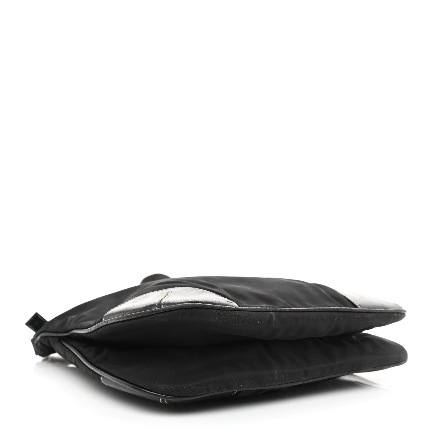Prada Tessuto Nylon Calfskin Flat Messenger Bag Black 3 of 12