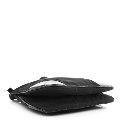 Prada Tessuto Nylon Calfskin Flat Messenger Bag Black 3 of 12